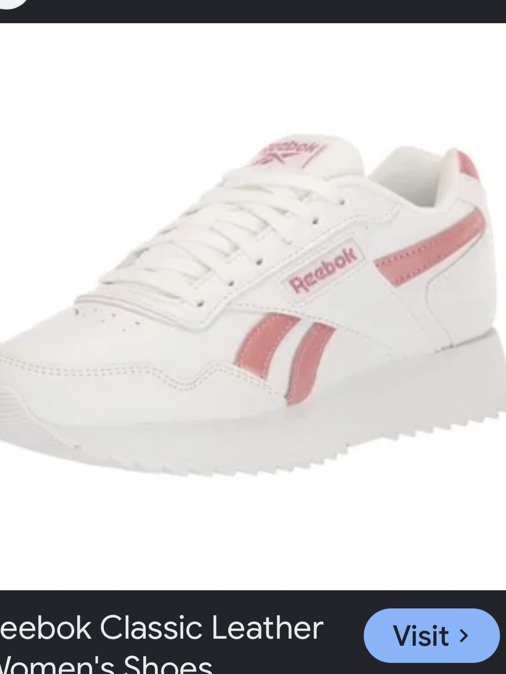 Reebok Women's Classic Leather Sneakers - White and Pink Accents